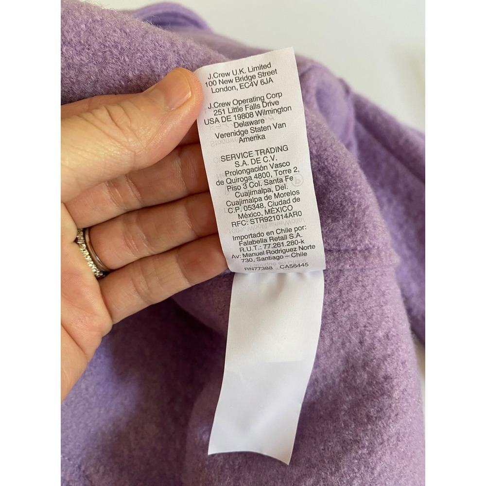 J.Crew Daphne Topcoat Italian Boiled Wool Lilac Purple Womens Size 0 G9008 - Picture 5 of 5